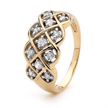 Diamond gold ring - with 11 real diamonds